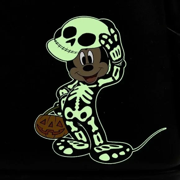 Loungefly Disney Mickey Mouse Glow Skeleton Mini Backpack Limited Exclusive - Picture 7 of 8